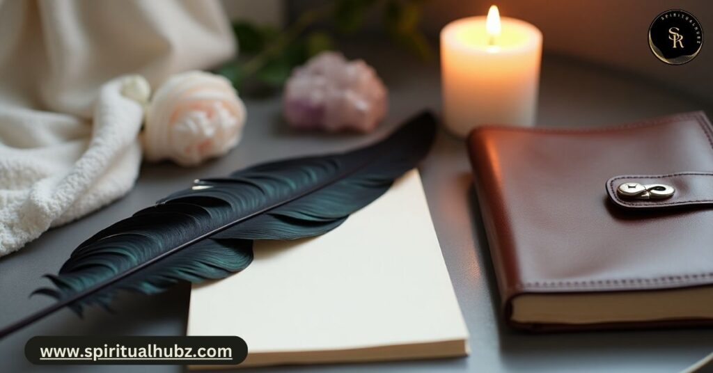 Black feather in contemporary spiritual practices like meditation and healing