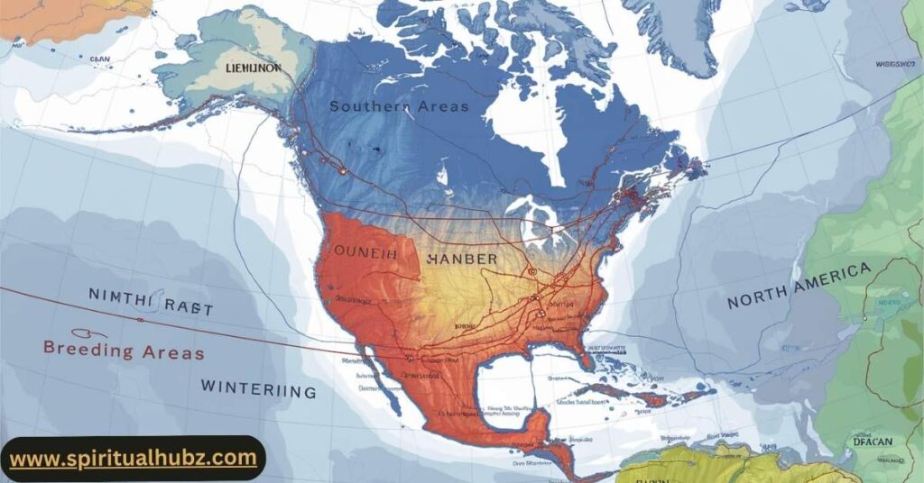 Cooper's Hawk migration map across North America showing seasonal range and flyways