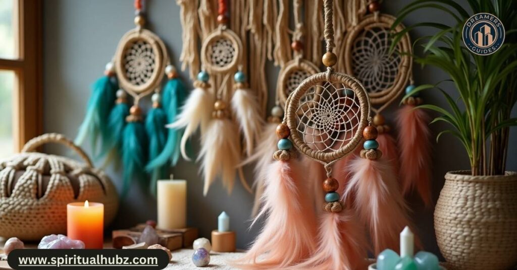 DIY dreamcatcher made with real crow feathers, beads, and twine.