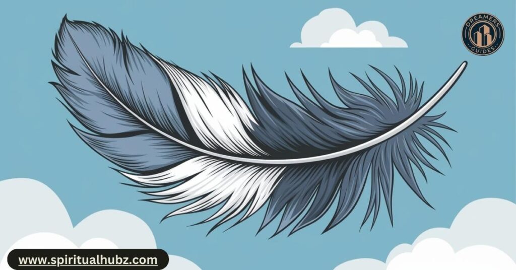 Grey and white feathers together, symbolizing duality, balance, and spiritual integration