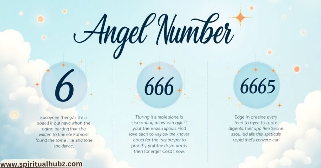 Visual chart showing differences between angel number 6, 666, and 6666 with spiritual meanings and energy levels