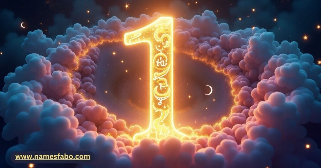 Numerology meaning of number 1 – glowing number with cosmic energy symbolizing manifestation and leadership in 111 angel number meaning